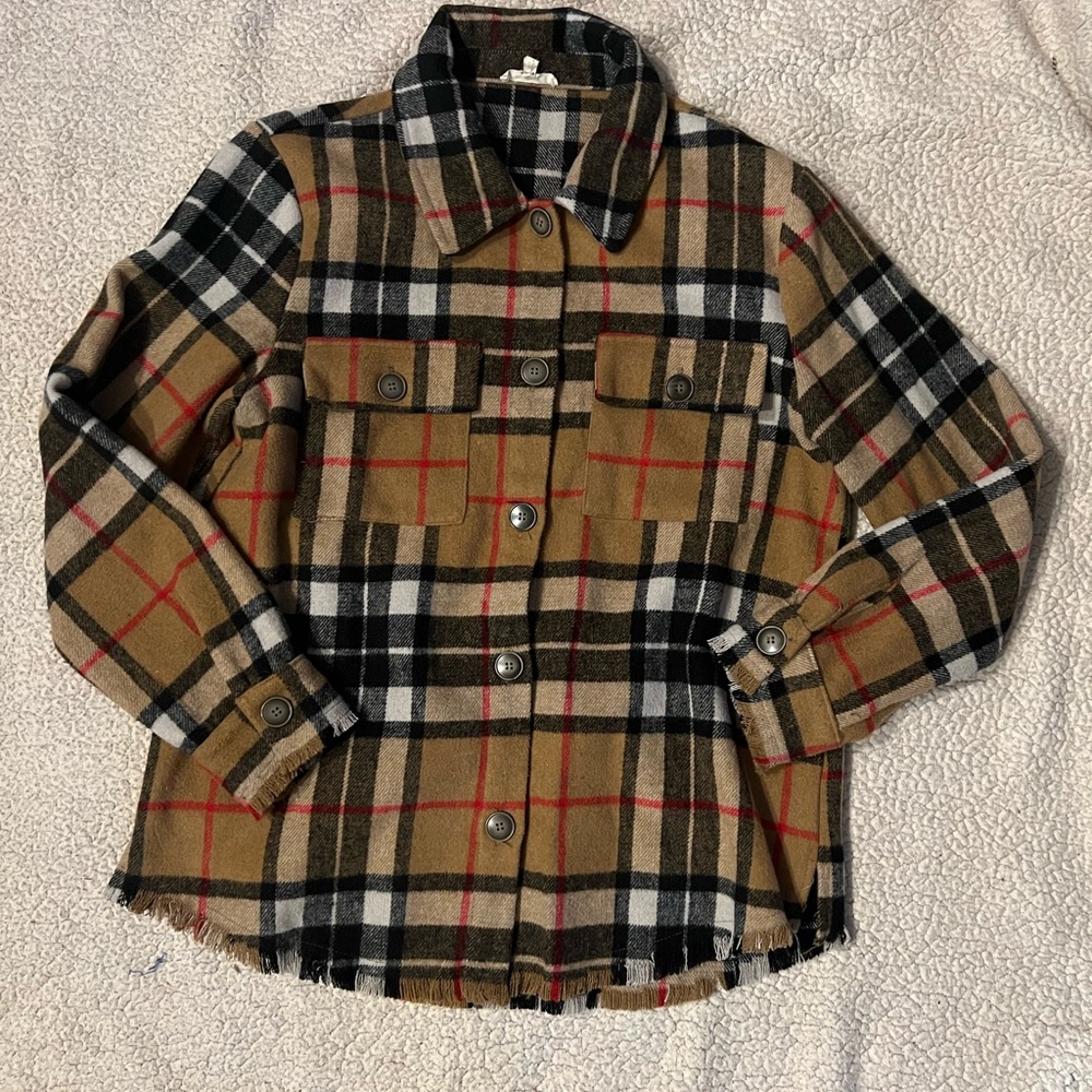 Mystree plaid button down shacket